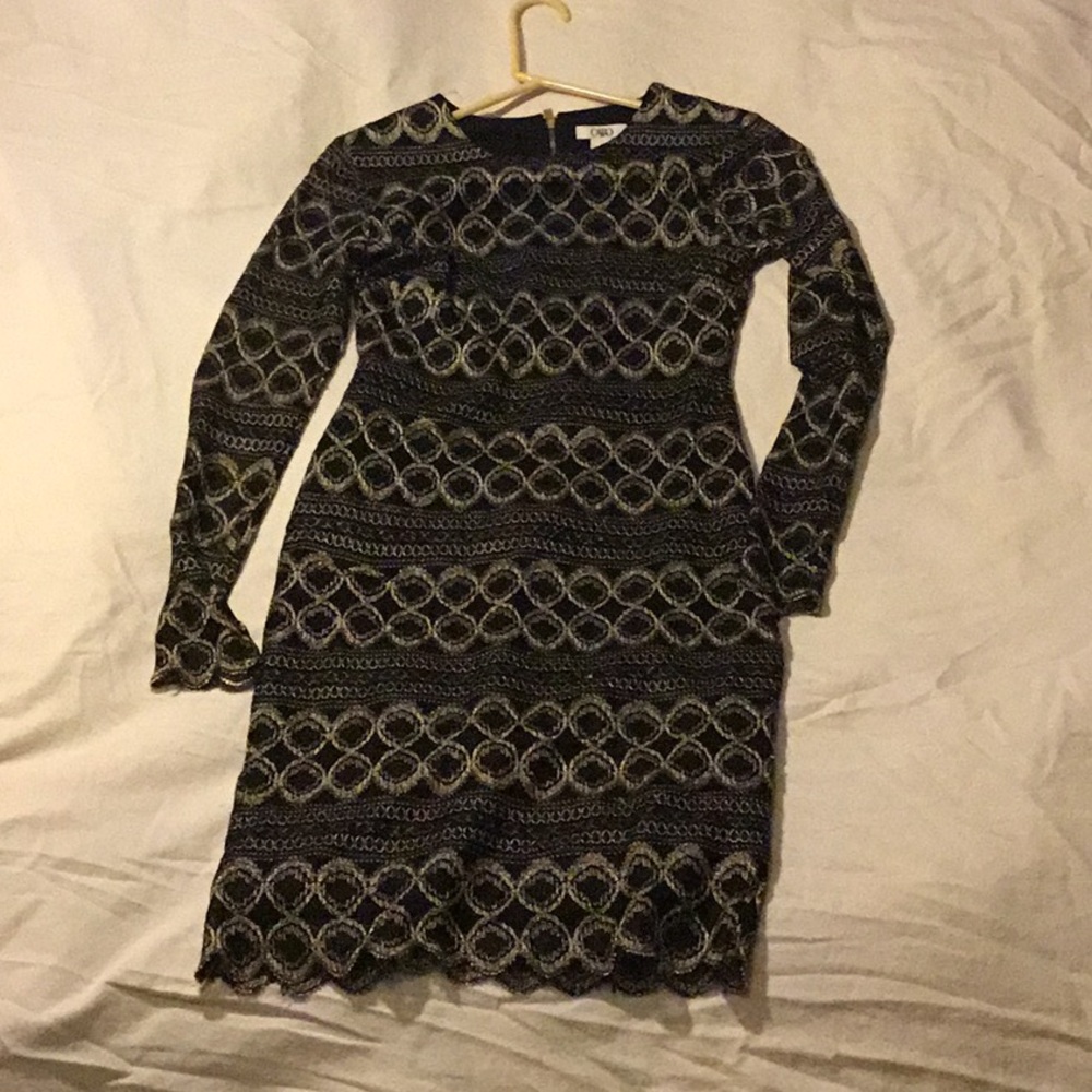 Black/gold long sleeve cocktail